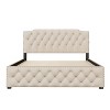 TiramisuBest Queen Upholstered Platform Bed with 2 Drawers & Dual USB Ports, Linen Fabric, Storage & Convenience, Beige - 3 of 4