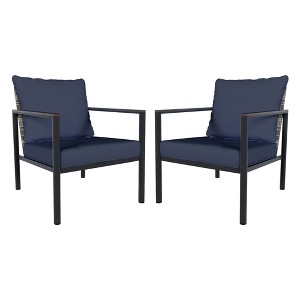 YARDSIGHT 2 Pieces Modern Comfortable Outdoor Chair -Galvanized Steel Frame & Woven Rattan Design, Stylish Seating for Living Room, Patio, Balcony - 1 of 4