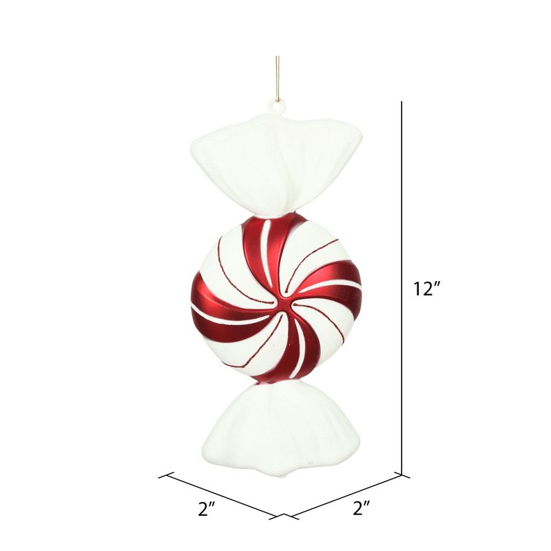Vickerman Red-White Swirl Candy Christmas Ornament, 3 of 4
