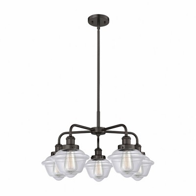 Oxford - 5 Light Stem Hung Chandelier In Art Deco Style-13.5 Inches Tall and 24.5 Inches Wide