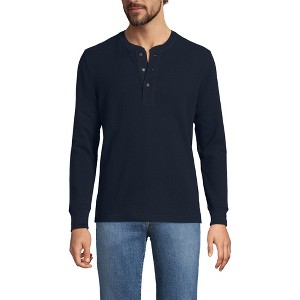 Lands' End Men's Long Sleeve Thermal Waffle Henley - 1 of 3
