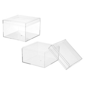 Unique Bargains Acrylic Cube Storage Collectible Display Boxes 2 Pcs Clear - 1 of 4