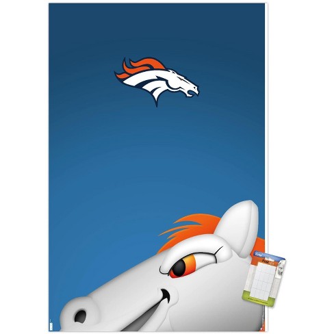 Trends International NFL Denver Broncos - Retro Logo 14 Framed Wall Poster Prints White Framed Version 22.375 x 34