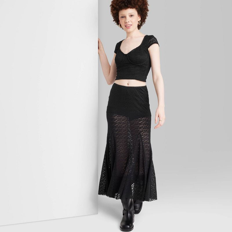 Women's Mid-Rise Lace Trumpet Maxi Skirt - Wild Fable™, 1 of 5