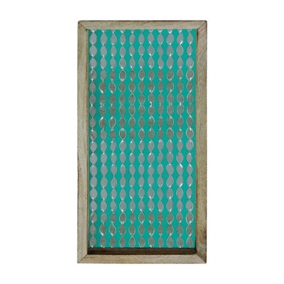 6.5"x13" Mosaic Wooden Tray Aqua Green - Nu Steel