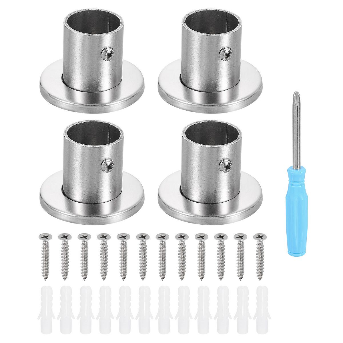 Unique Bargains Stainless Steel Brushed Finish Durable Rust Resistant High-Leg Closet Rod Holder with Cover 4 Pcs - thumbnail 9