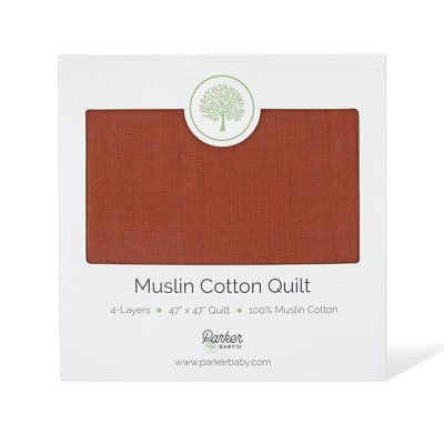 Clay Muslin Cotton Toddler Quilt with Striped Lining