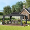Outsunny Patio Gazebo, Netting & Curtains, 2 Tier Double Vented Steel Roof, Hardtop, Ceiling Hooks, Rust Proof Aluminum - 2 of 4
