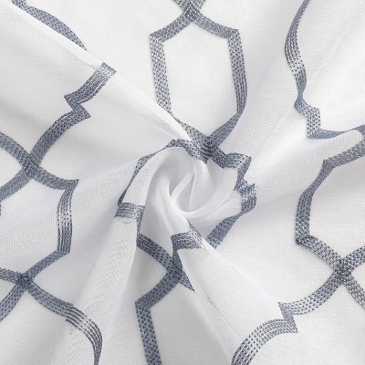 Blue Sheer Grommet Top Polyester Window Panel