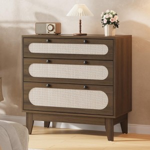 Coucheta 31.2" Rattan Dresser - 3-Drawer Wood Storage Cabinet, Modern Chest for Bedroom/Living Room - 1 of 4