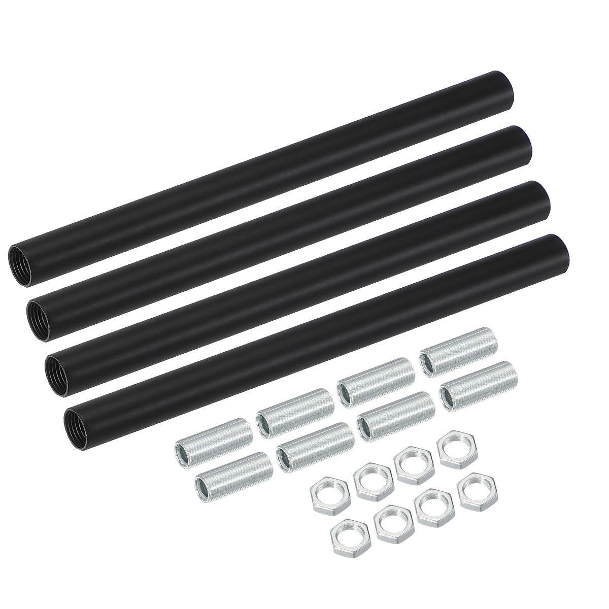 Unique Bargains Indoor Electroplated Iron Threaded Extension Rod Lighting Fixture Downrods Black M10 x 5.9" 4 Sets