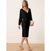 Seta T Women's Deep V Neck Wrap Batwing Sleeve Belted Bodycon Midi Sweater Dress - 3 of 4