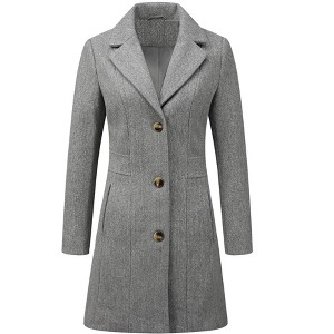 INSPIRE CHIC Women's Single Breasted Notched Lapel Long Winter Coats - 1 of 4