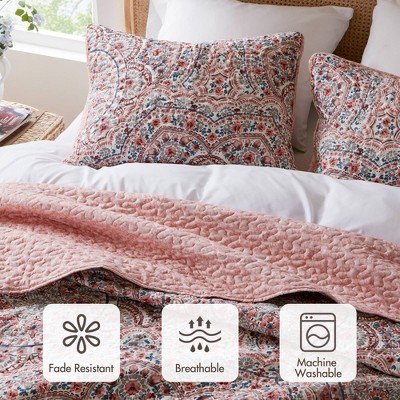 510 Design 3pc King Valerie Boho Floral Reversible Quilt Set Pink — фото 8