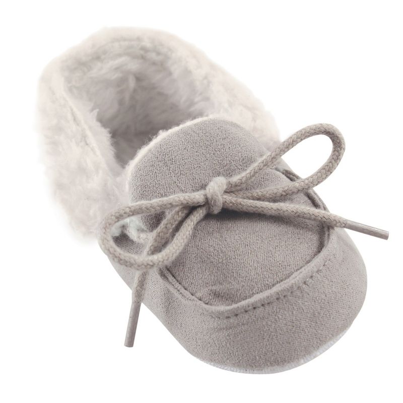 Luvable Friends Baby Unisex Moccasin Shoes, Gray, 1 of 3