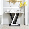 48-Inch Modern Console Table with Exquisite Curved Design & Adjustable Feet, Black - 2 of 4
