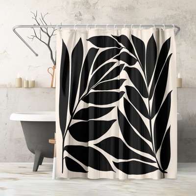 Black Seagrass Shapes By Modern Tropical - Botanical Abstract Shower ...