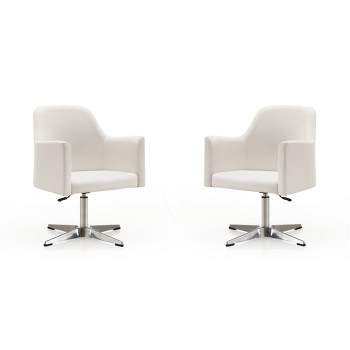 Set of 2 Pelo Faux Leather Adjustable Height Swivel Accent Chairs - Manhattan Comfort