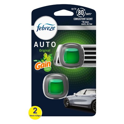Febreze AUTO Air Freshener Vent Clip Laundry Fresh Scent, .07 oz. Car Vent Clip, Pack of 2