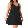 Agnes Orinda Women's Plus Size Spaghetti Strap V Neck Sleeveless Racerback Pleated Chemise Nightgowns - 2 of 4