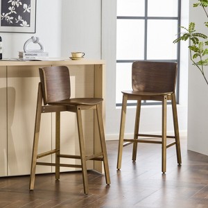 Christopher Knight Home Mario Indoor Wood Barstools with Curved Backrest (Set of 2) - 1 of 4