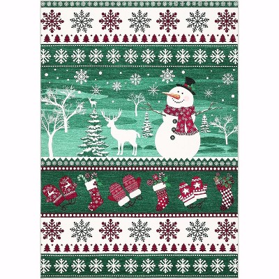 Christmas Door Mat - Washable Non-Slip Snowman Rug, Stain Resistant Foldable Floor Mat for Entryway, Porch, Bedroom, Multiple Sizes & Colors
