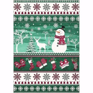 Christmas Door Mat - Washable Non-Slip Snowman Rug, Stain Resistant Foldable Floor Mat for Entryway, Porch, Bedroom, Multiple Sizes & Colors - 1 of 2