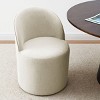 Modern Upholstered Dining Chair with Castors Round Dining Room Chair with Cushioned Backrest Linen Barrel Dining Chair for Kitchen -Tanpinhause - 2 of 4