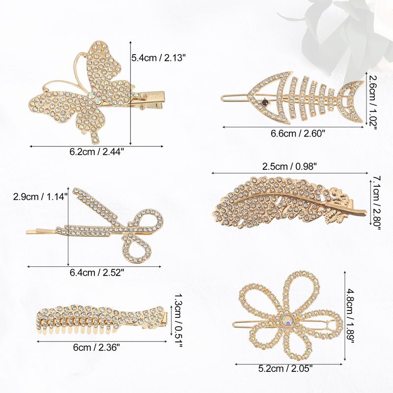 Unique Bargains Girl's Simple Cute Style Metal Hair Clips Gold Tone 1 Set of 5 Pcs, 3 of 7