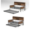 Zevemomo Twin Daybed with Trundle, with Sliding Barn Door Headboard LED Lights£¬Heavy Duty Metal Daybed for Living Room Bedroom Guest Room, Brown - 4 of 4