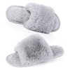 Fluffy Open Toe Slippers For Women Indoor Memory Foam, Comfy Fuzzy House Slippers Non-slip, Soft Faux Fur Slip-on Bedroom Slippers - 2 of 4