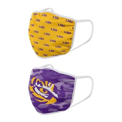 NCAA LSU Tigers Adult Face Covering 2pk