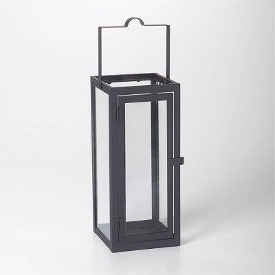 12" Marco Glass Metal Outdoor Lantern with Open Top Black - Smart Living