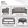 Belord 6 Pieces Outdoor Patio Furniture Set, Gray Wicker Rattan Patio Sofa Set with Chair, Ottoman and Coffee Table for Porch Deck Balcony - 3 of 4