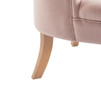 Blush Pink Tufted Armless Slipper Chair with Turned Legs