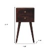HomeRoots 22" Walnut Solid Wood Square Two Drawer Nightstand - 3 of 4