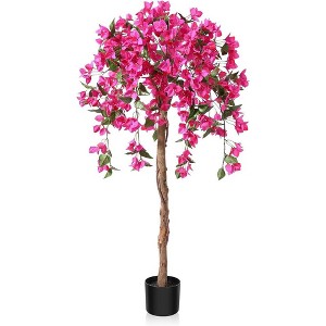 4-5FT Artificial Bougainvillea Tree with Pink Flowers - Fake Plant for Indoor/Outdoor Home Decor, Lifelike Faux House Plant - 1 of 4