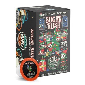 Bones Coffee Company Sugar Rush, Sugar Cookies Flavor 12 ct Single-Serve Bones Cups Coffee Pods Compatible with Keurig Coffee Maker - 1 of 2