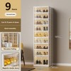 9-Tier Foldable Shoe Rack Organizer for Closet w/ Wheels,18 Pairs Collapsible Shoe Storage Cabinet w/ Lids and Magnetic Clear Door - 2 of 4