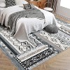 2x6 FT Vintage Patchwork Runner Rug,Washable Grey Non-Slip Geometric Carpet, Stain-Resistant Indigenous Soft Low-Pile Foldable Floor Mat - 4 of 4