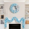 Northlight Pre-Lit Flocked Pine Artificial  Christmas Wreath - 24" - Sky Blue - Clear Lights - image 3 of 4