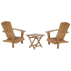 Decksplore Teak Adirondack Chair Set with Table 3PCS - 1 of 4