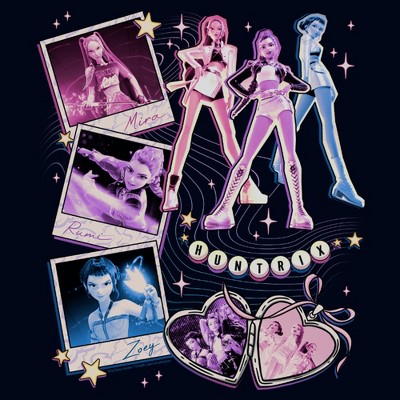 KPop Demon Hunters Girls KPop Demon Hunters Huntrix Cute Instant Film Portrait T Shirt - Navy Blue - Large — фото 2
