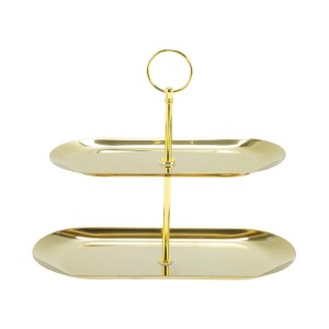 Unique Bargains 2 Tier Dessert Cupcake Stand Ring-Design with Tiered Serving Tray for Donuts Fruit - 1 of 4