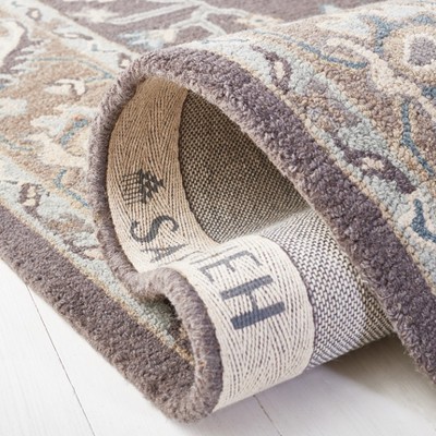 Blossom Dark Gray and Light Brown Floral Wool Area Rug, 6' x 9'