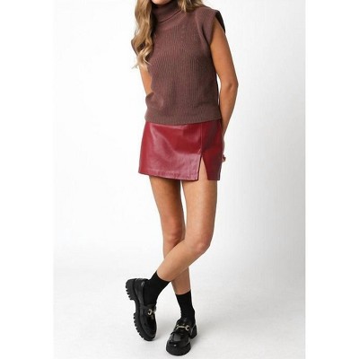 Women's Alix Faux Leather Micro Mini Skirt - OLIVACEOUS