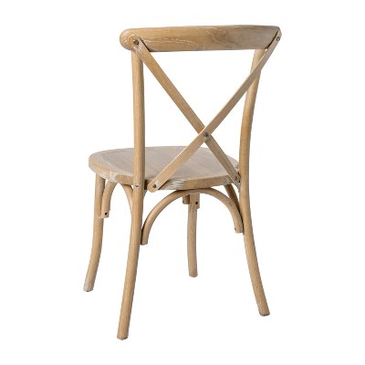 Natural White Grain Wood Cross Back Dining Chair