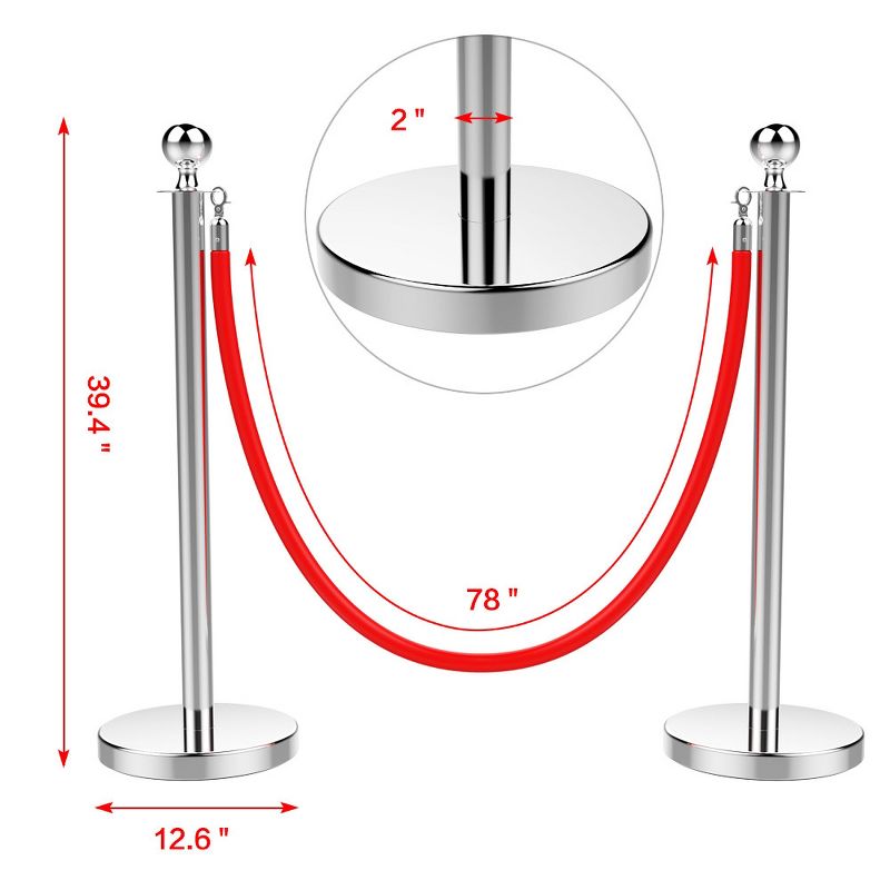 Yaheetech 2pcs Ball Top Stainless Steel Stanchion Posts, 3 of 8