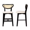 Baxton Studio 2pc Dannell Fabric and Wood Counter Height Barstools Cream/Black/Light Brown: Mid-Century, Woven Detail, Plush Foam - 4 of 4