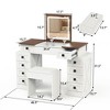 NicBex Vanity Desk with Mirror Farmhouse Vanity with Large Mirror and 10 Drawers, Makeup Table Desk Set with Cushioned Stool for Bedroom, White - image 2 of 4